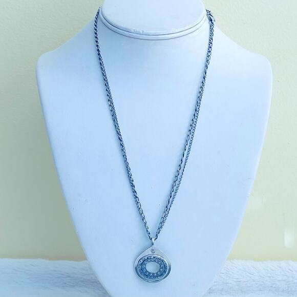 Silpada Sterling Silver CZ Anemone Double Stranded Chain Necklace w/ Pendant - Picture 2 of 8